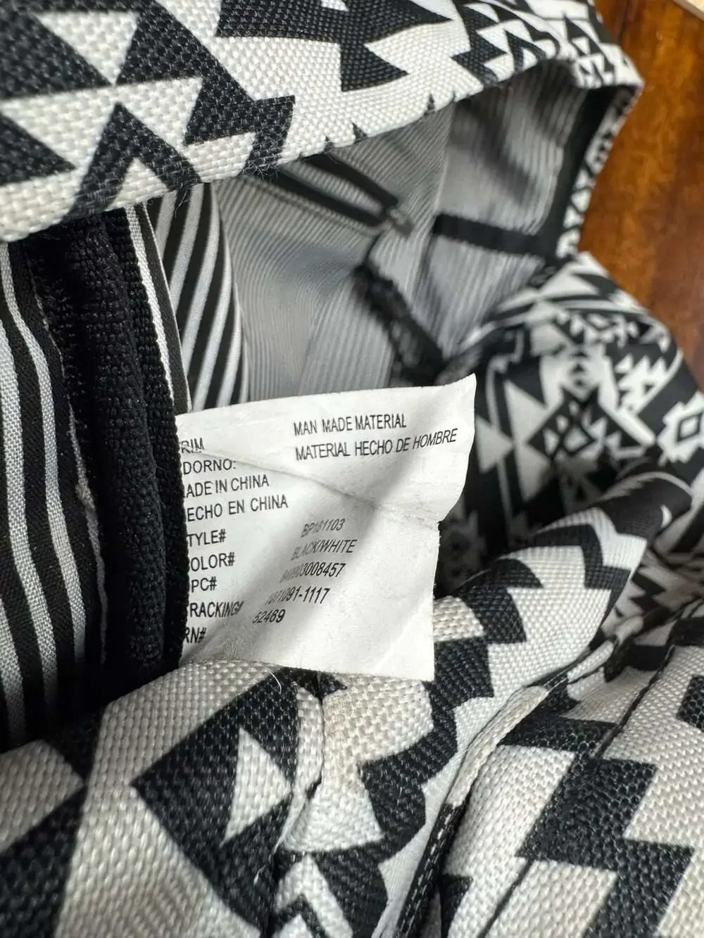No Boundaries Black and White Aztec Print Geometric Backpack
